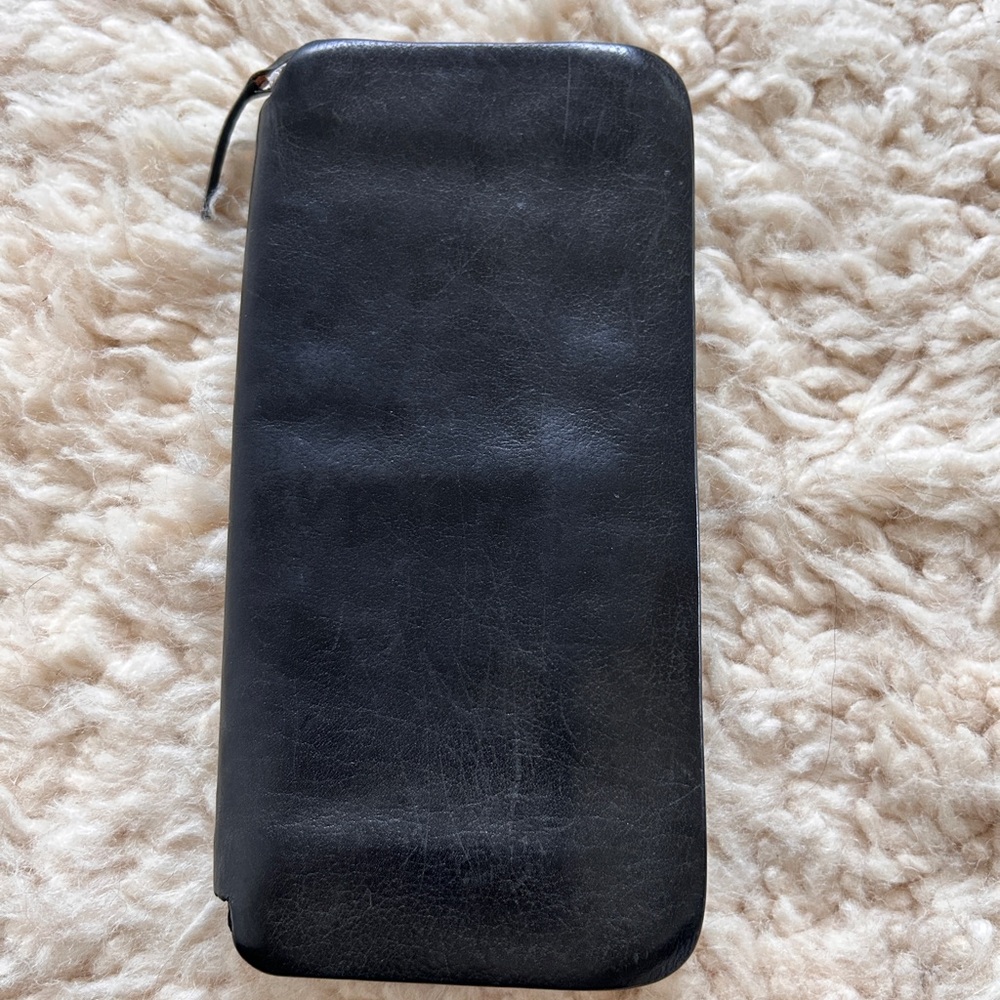 Wallet 100%black leather pouch style